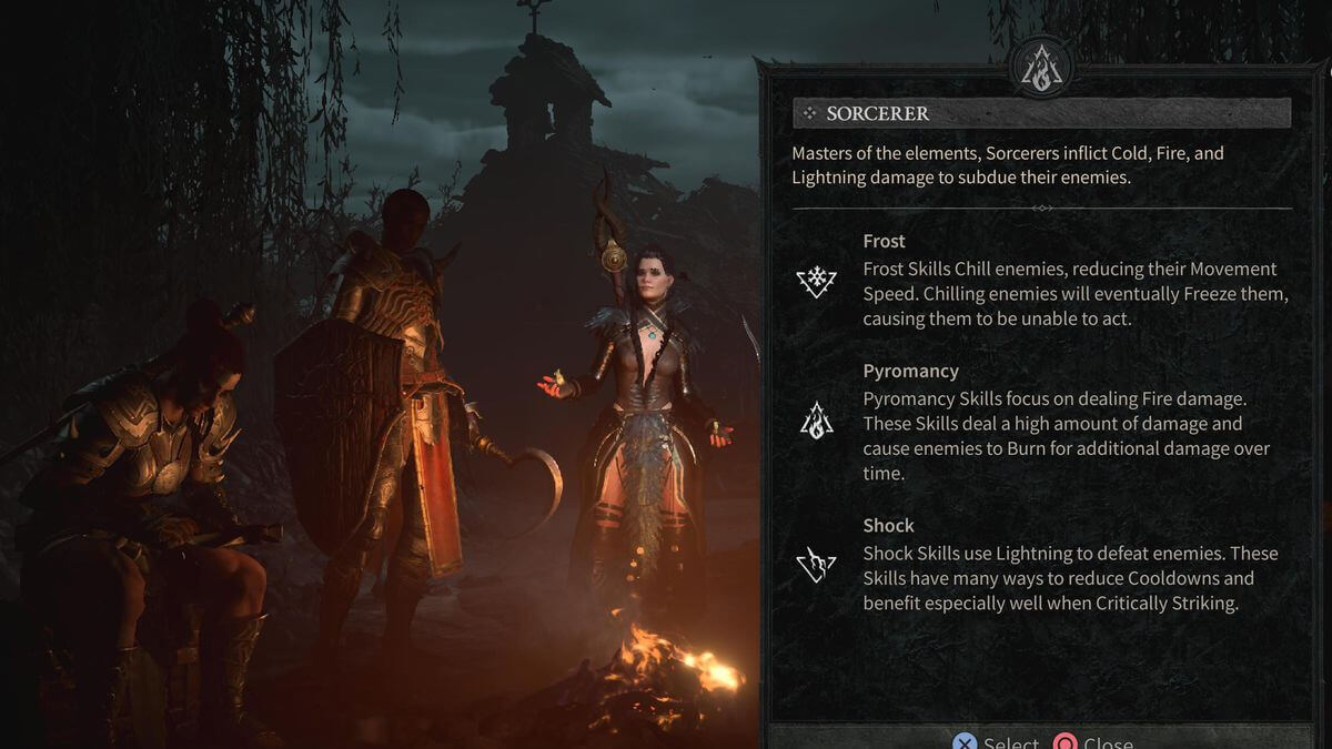 screenshot of sorcerer elements