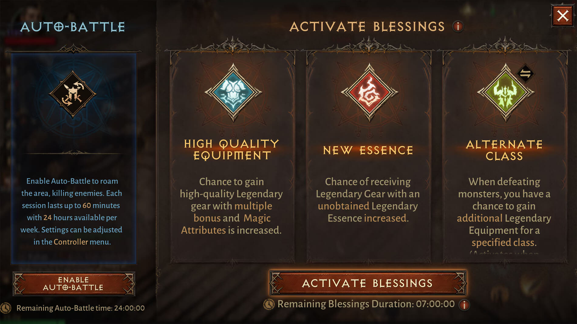 diablo immortal screenshot of auto enable