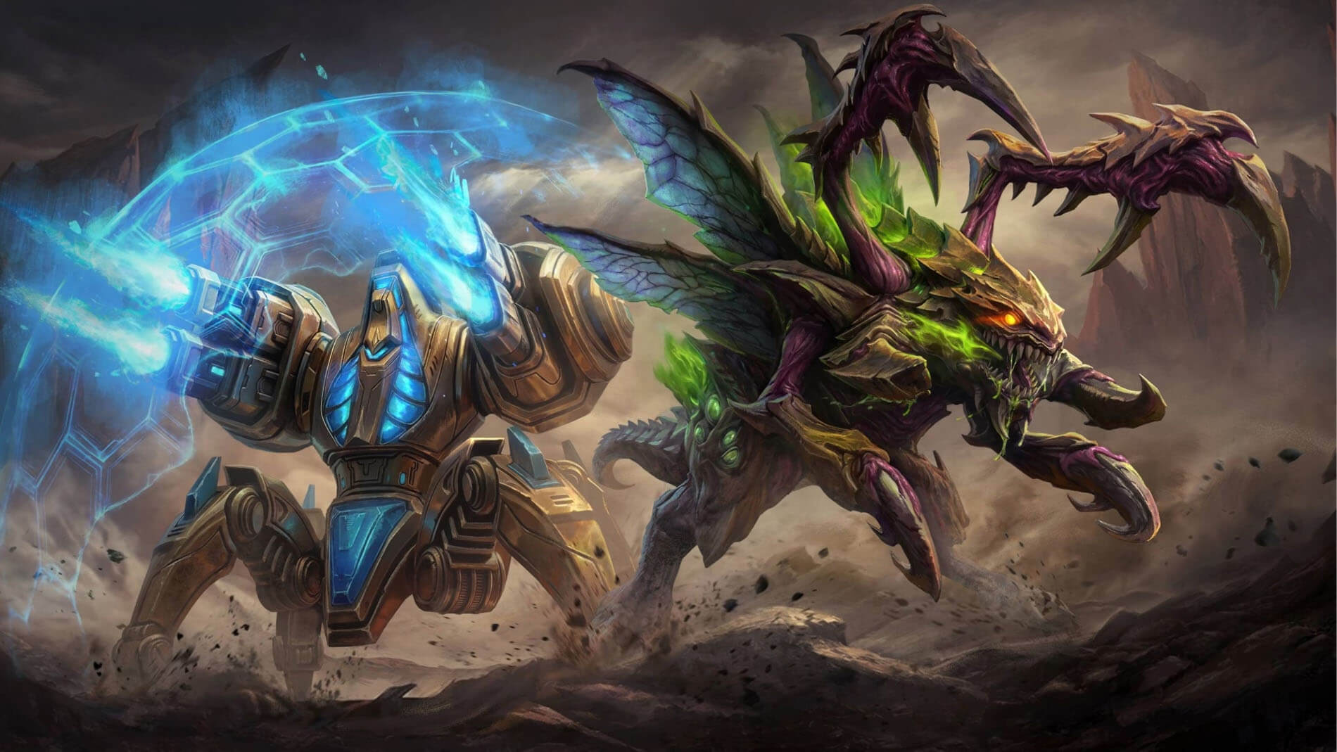 protoss and zerg in fight