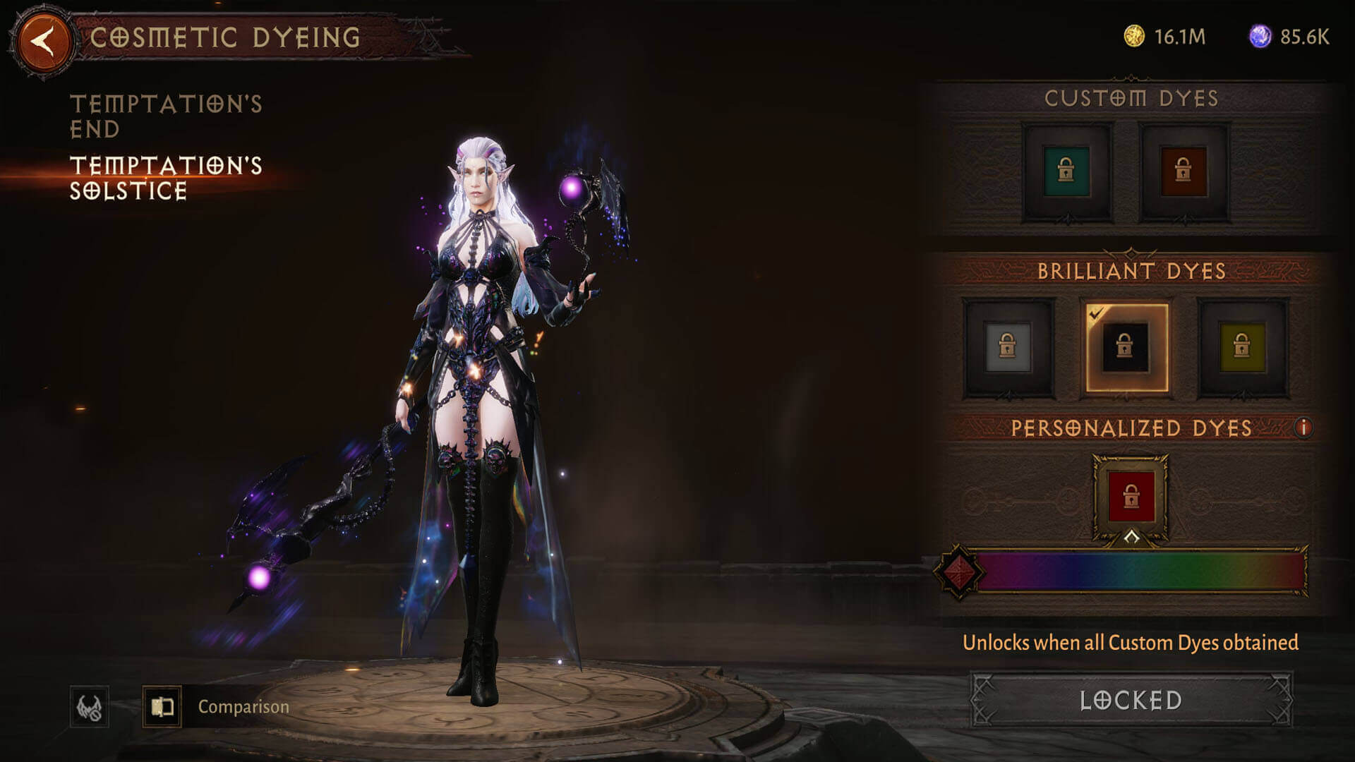 screenshot of temptations solstice cosmetic dye for diablo immortal latest update
