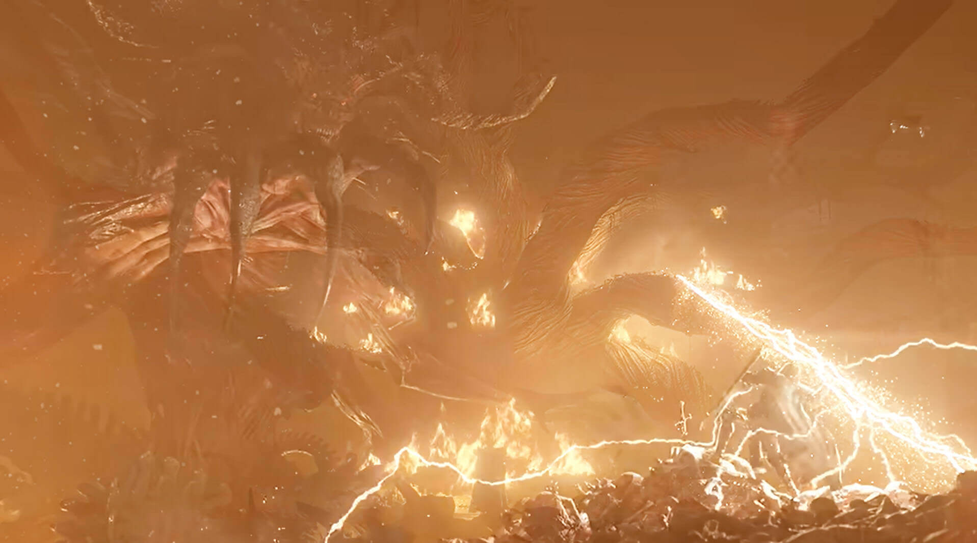 evil diablo character striking with the light 