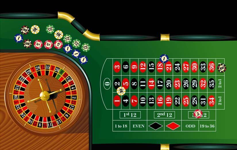 Roulette Table with Roulette
