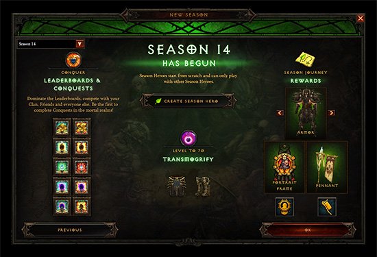 Season 14 main screen