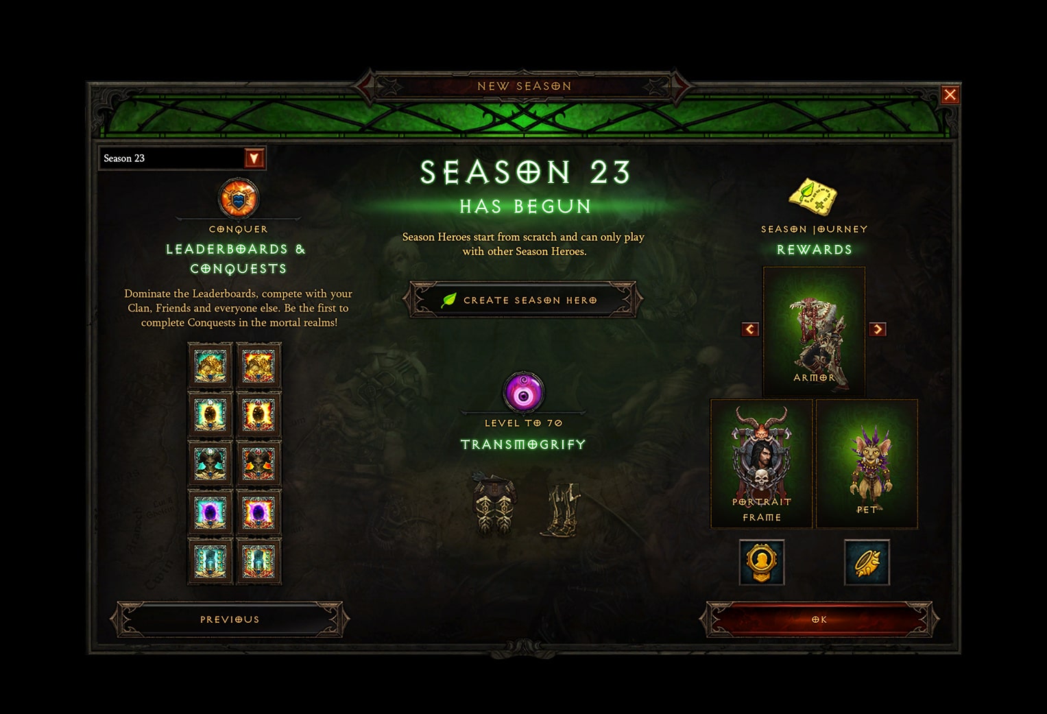 Diablo Season 23 - Leaderboards and Conquests